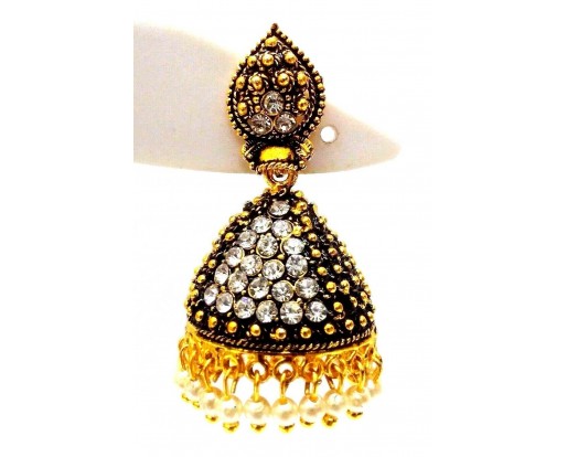 Golden Oxidized Earrings Jhumka Jhumki Jewelry Bollywood Drop Dangle Long E20